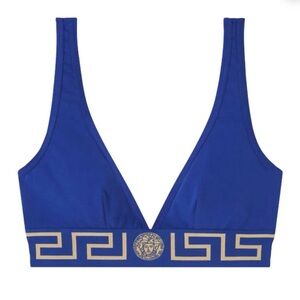 VERSACE GRECA BORDER BRALETTE BLUETTE-ORO size 4